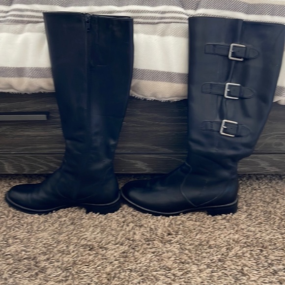 Ecco tall black leather boots in size 7.5 - Picture 1 of 4